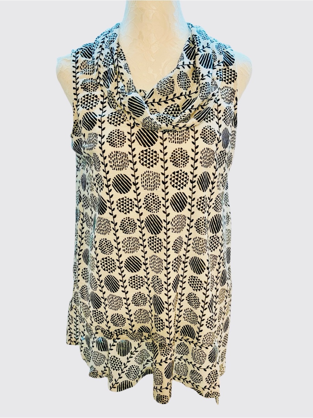Tango Mango Sleeveless Black White Tunic Top M Resort Travel Coastal - Picture 3 of 10